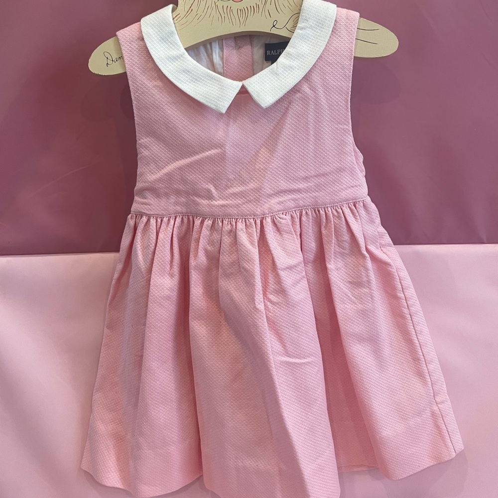 Pink and white Ralph Lauren dress with tie back.